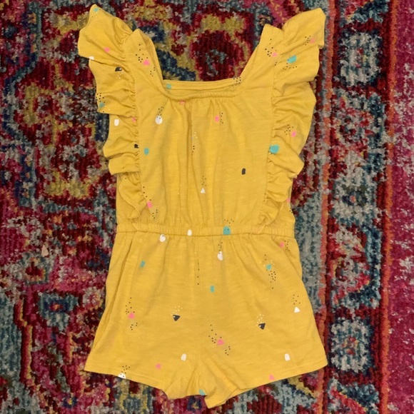 2T Cat & Jack Yellow Ruffle Romper - Picture 4 of 6